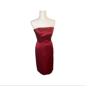 Bill Levkoff Classic Red Satin Strapless Dress